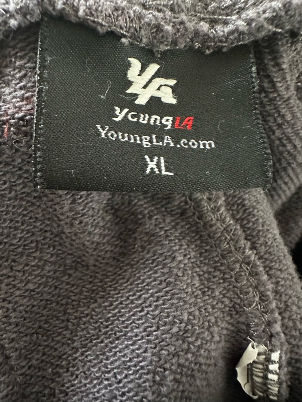 YoungLA Men's Drawstring Fleece Shorts - Charcoal, Size XL - Picture 6 of 6